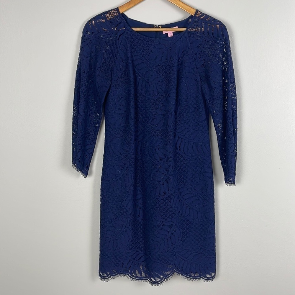 Lilly Pulitzer Rylee Shift Dress. Palm Leaf Lace. Size 2.